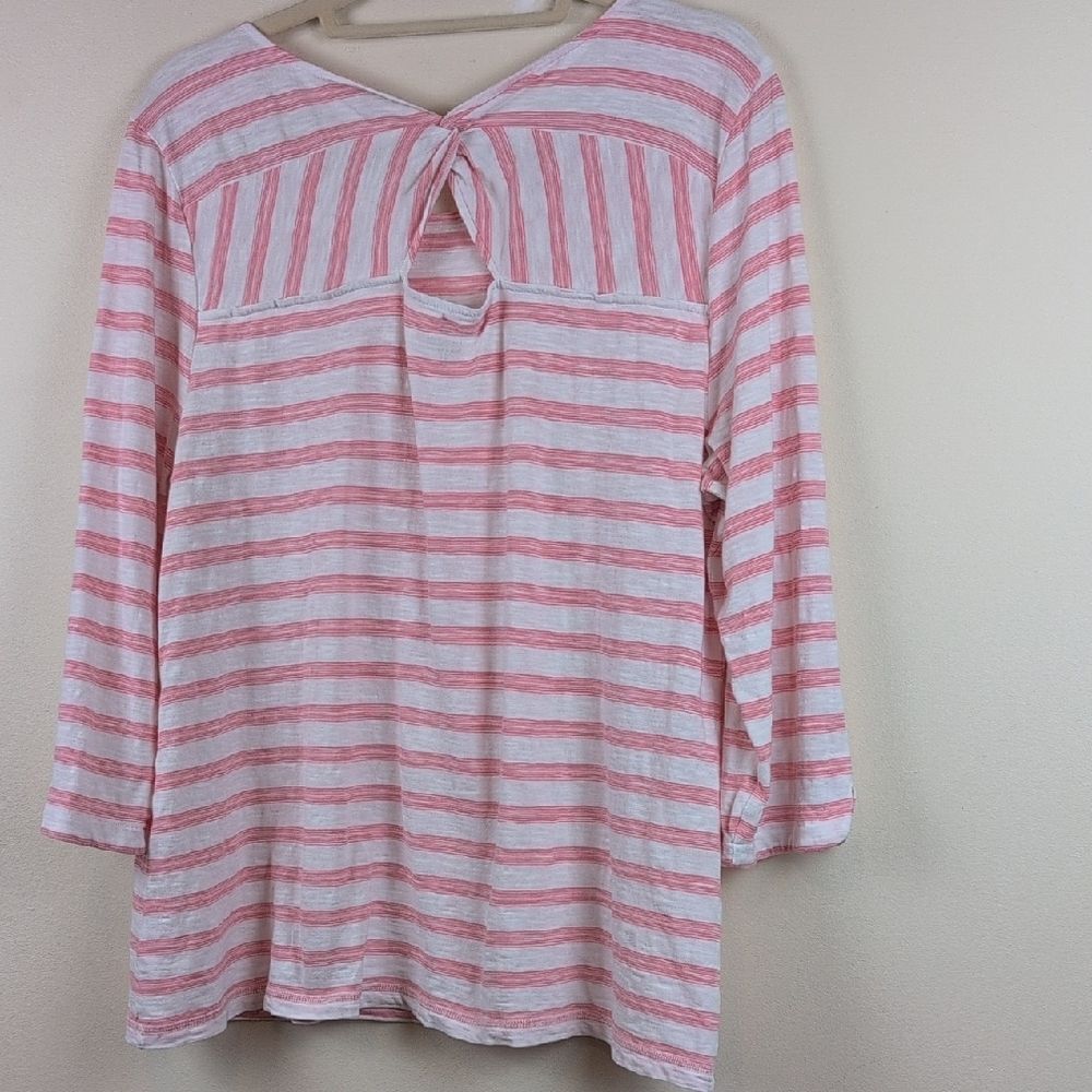 Talbot's T By Talbot's Striped Pink & White Twist Back Women's Top Size XL - Picture 7 of 9